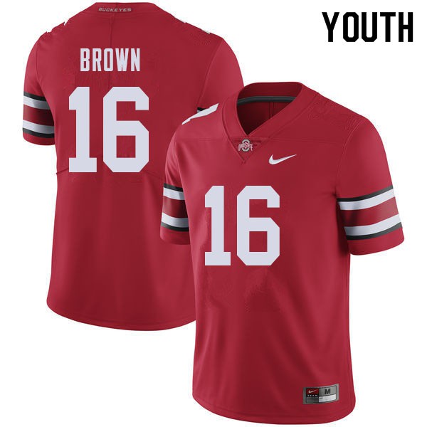 Ohio State Buckeyes #16 Cameron Brown Youth Embroidery Jersey Red